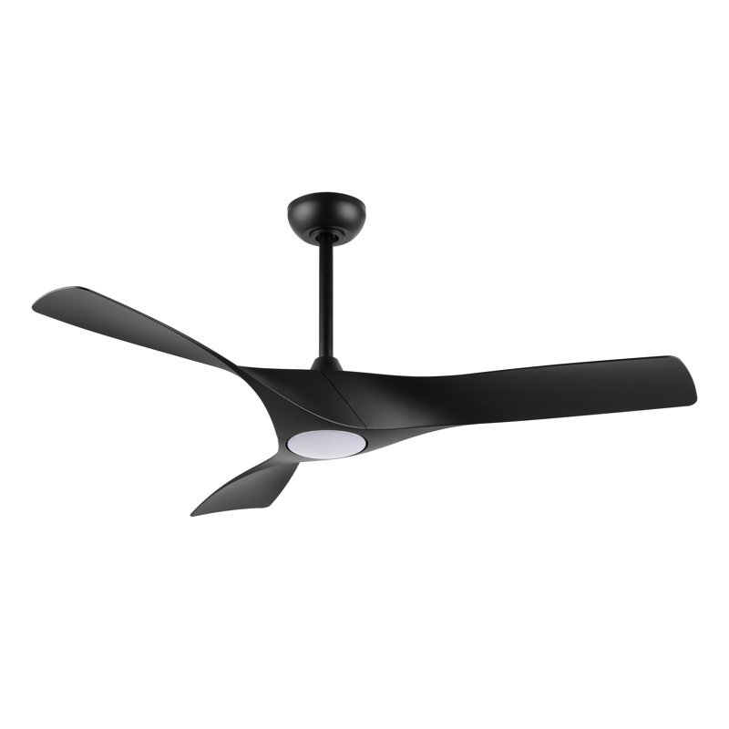 52'' Indoor Ceiling Fan with LED Light and Remote, Black/Black Blades