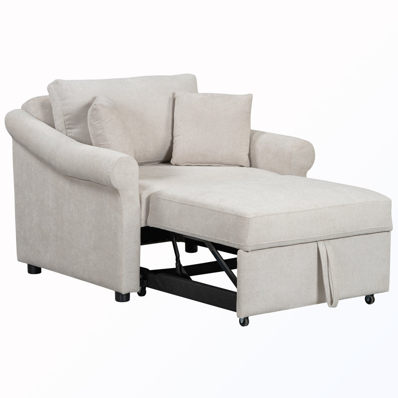 Chenille Convertible Sleeper Sofa, Beige