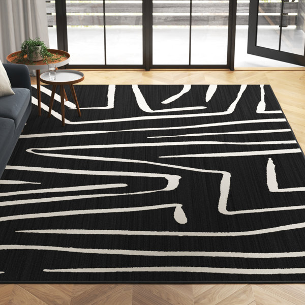 Black and White Stripe Rug Indoor/outdoor Rug Door Mat Layering Rug Porch  Decor Large Accent Rug Boho Decor 