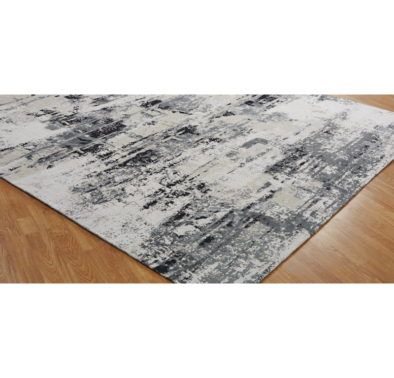 Shondra Cotton Area Rug in Gray, Rectangle 9'6" x 13'