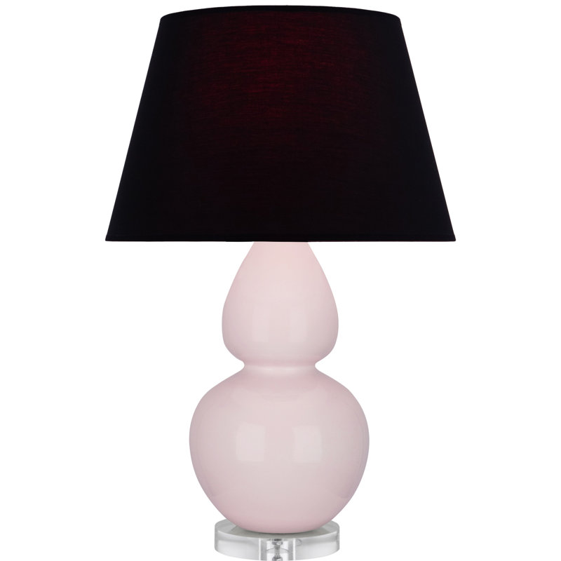Double Gourd Ceramic Table Lamp, Oxblood Glazed/Silver, Tea Green with Taupe Lining