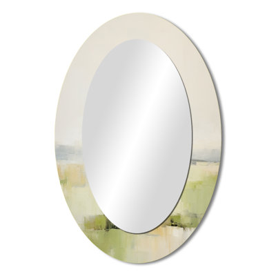 Meadow Minimalist Pastoral II - Landscapes Oval Decorative Mirror On Metal