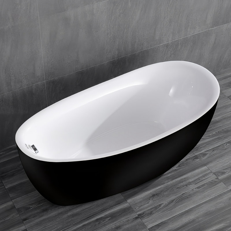 62.99'' W 28.35'' H Tub & Shower Kit, Black/White