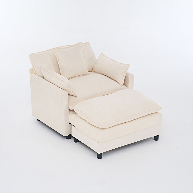 Chaise d'appoint rembourrée avec repose-pieds, Beige