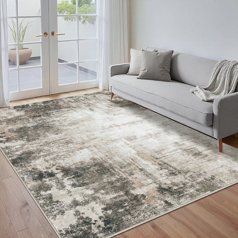 Elroy Modern Abstract Machine Washable Area Rug with Non-Slip Backing, Rectangle 5' x 7'