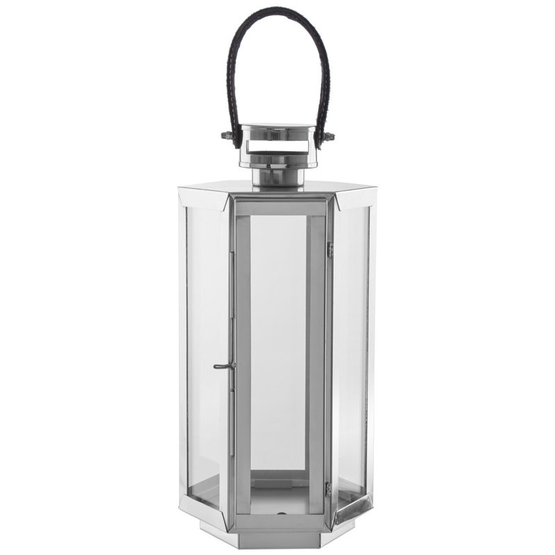 Francesca Tabletop Lantern, Silver, 50 cm H x 19 cm W x 19 cm D
