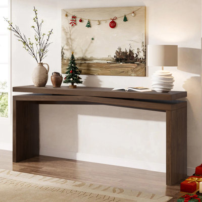 Solid Wood Veneer Console Table With Rustic Charm, Perfect For Entryway, Hallway, Or Behind Sofa In Compact Living Spaces.