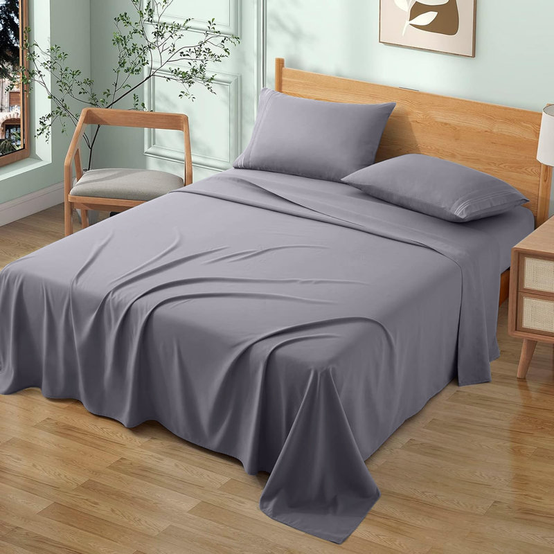 Sidak 100% Cotton Brushed Flat Sheet, Grey, Single (3')