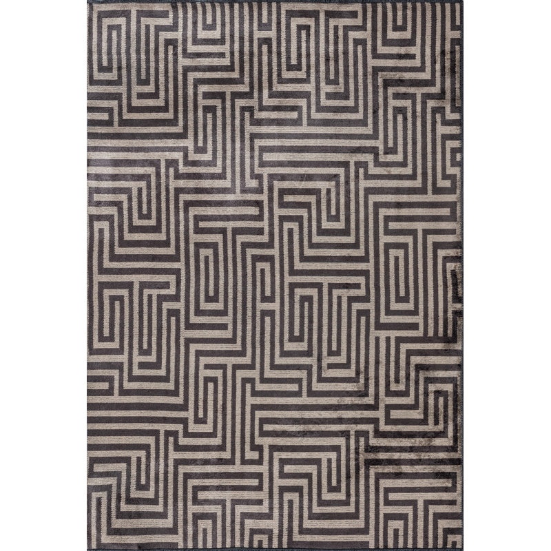 Rapture Gray/Beige/Dark Brown Geometric Luxury Area Rug, Rectangle 7'10" x 11'2"