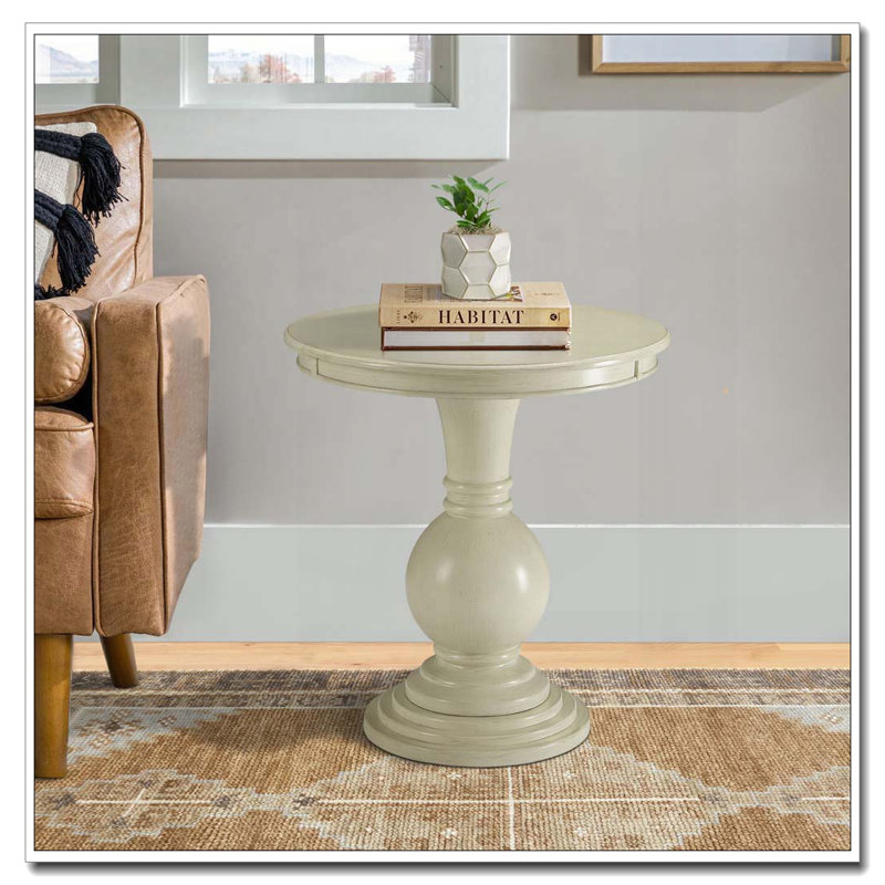 Table d'appoint blanc antique avec base piédestal