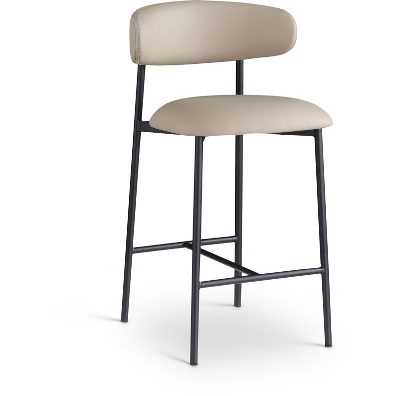 Lupita Vegan Leather Counter Stool, Matte Black, Taupe Vegan Leather