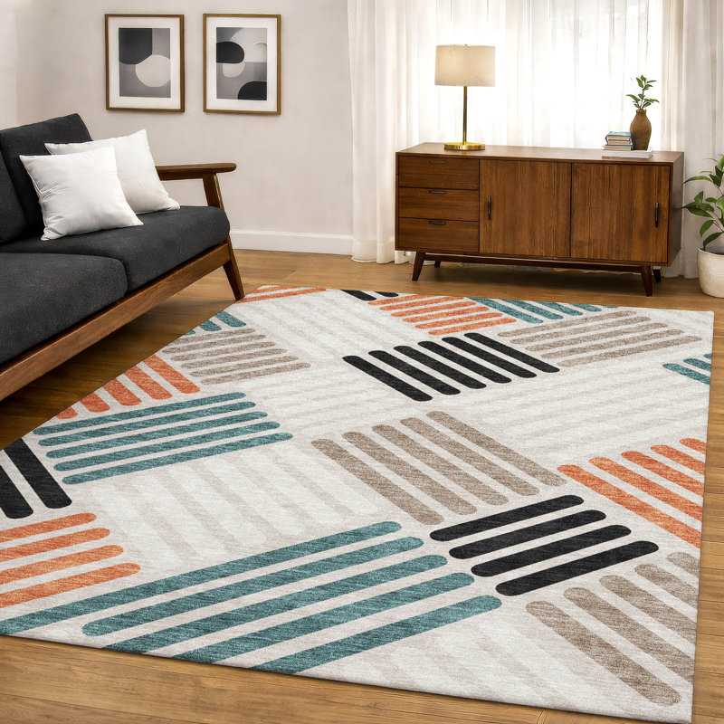 Premium Machine Washable Mayfield AMF2339 Geometric Rug, 8' x 10', Dune