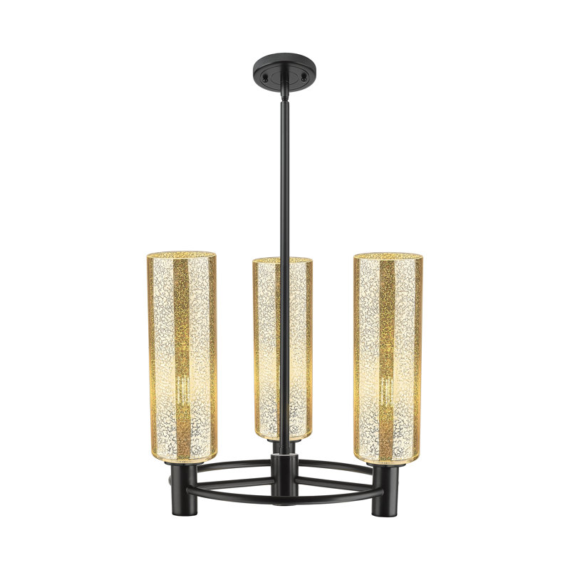 Luminaire suspendu 3 tiges Crown Point, Laiton brossé, H 15,38 po x l 18 po x P 18 po, Mercure