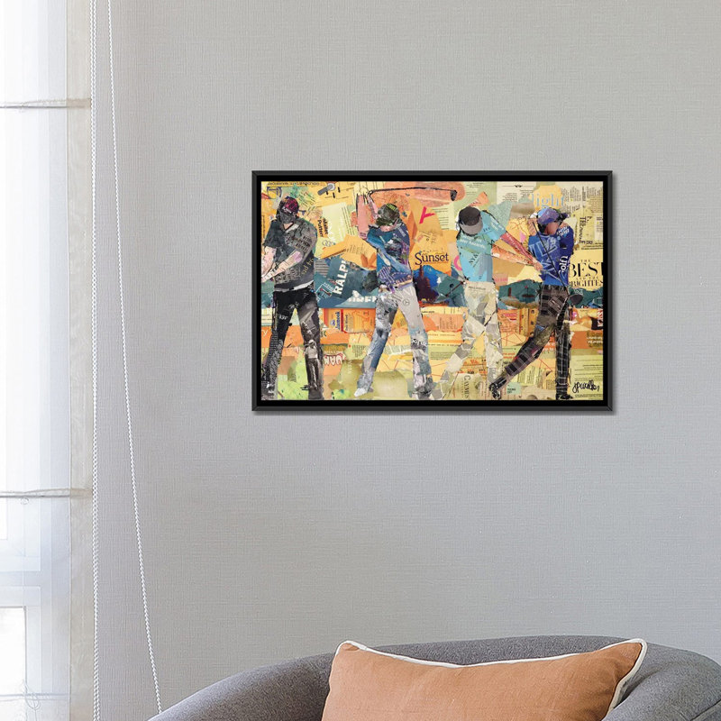 «Sunset Golf» par Jamie Pavlich-Walker - impression sur toile tendue, H 18 po x l 26 po x P 1,5 po, Toile avec cadre noir