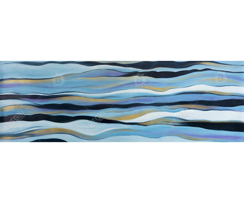 Balayage bleu - Reproduction matte encadrée contemporaine pour la décoration intérieure