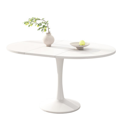 Table de salle à manger blanche extensible ronde (39,4 po à 55,1 po), mécanisme lisse, 4 à 6 sièges, peu encombrante