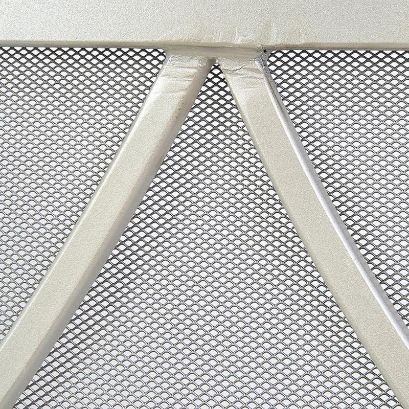 Boxwoods Bifold Iron Fireplace Screen, Oyster White