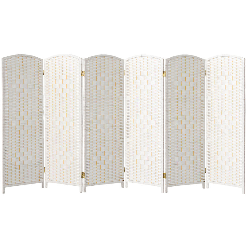 2 Ft. Tall Diamond Weave Fiber Room Divider - Dark Mocha - 8 Panel, White, 6, 2 ft