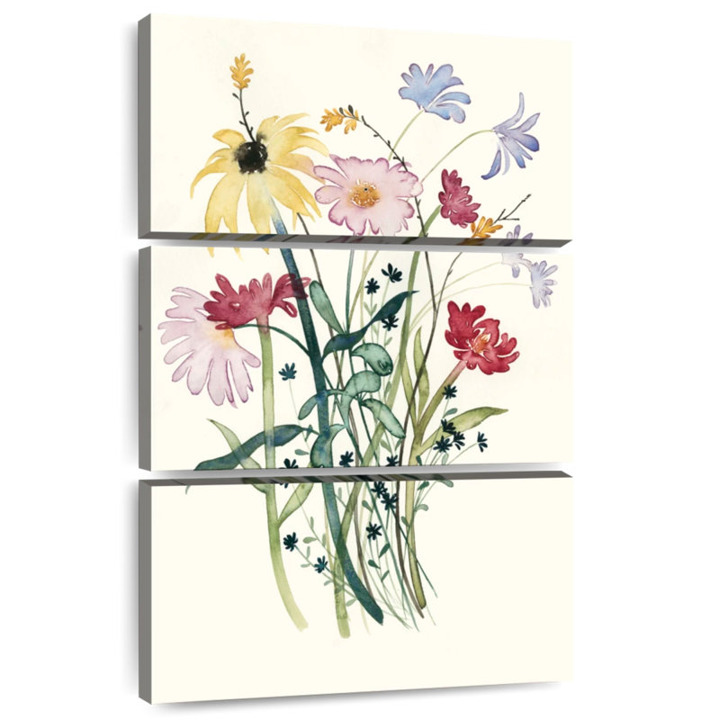 Harnek, aquarelle de fleurs sauvages I, H 65 po x l 42 po