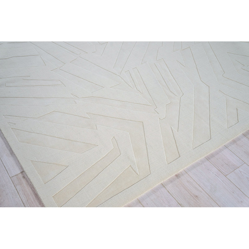 Tempo Wool Geometric Area Rug in Light Beige, Rectangle 8' x 10'