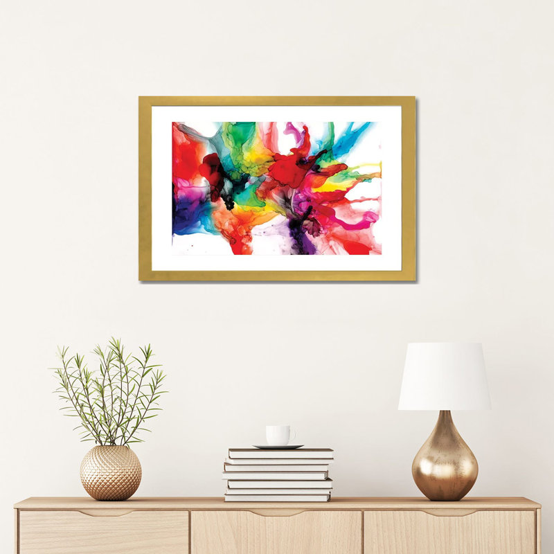 « Jeweltone Prism II » par Jennifer Goldberger-impression, H 16 po x l 24 po x P 1 po, Papier encadré doré