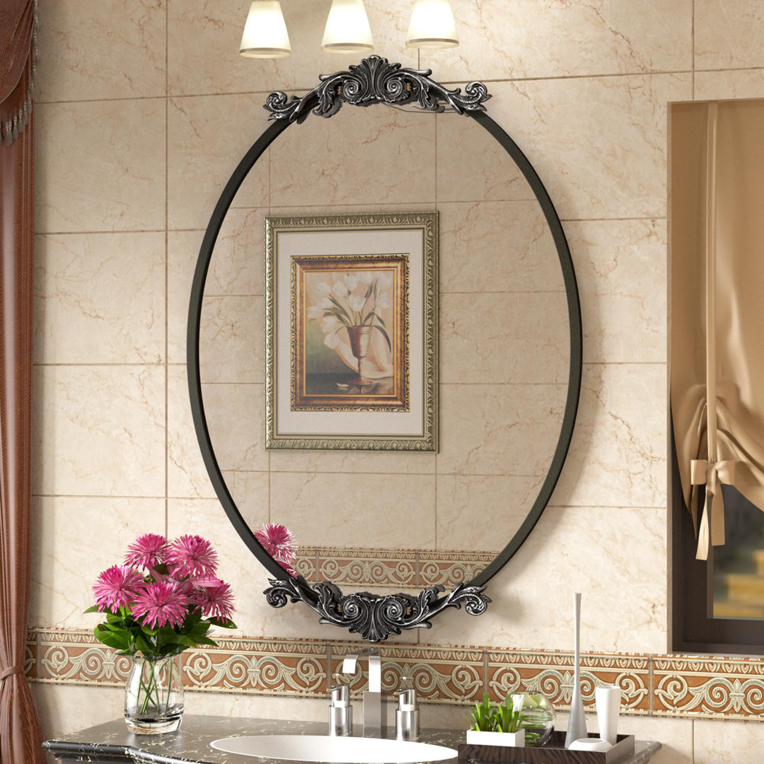 Dieudson Oval Aluminum Alloy Baroque Wall Mirror Charlton Home® 