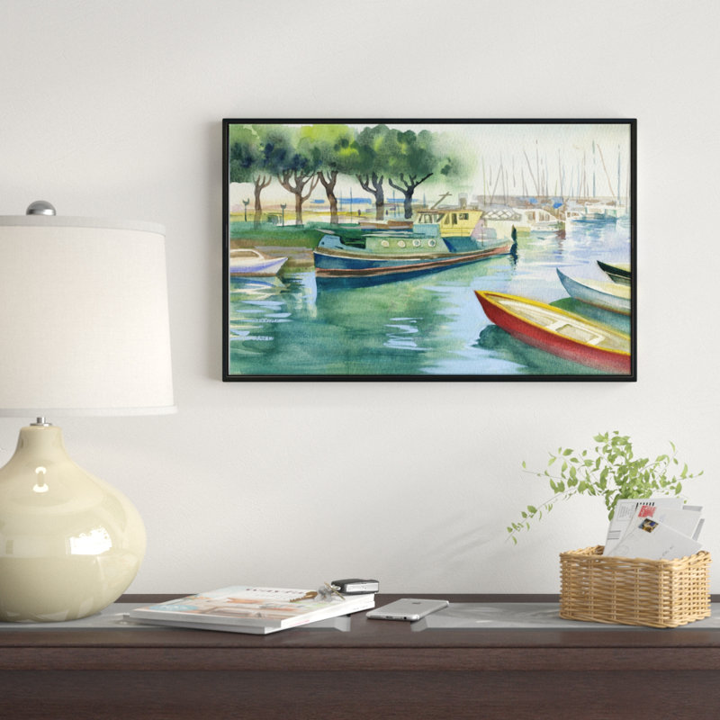 «Boat in River Watercolor», reproduction sur toile, H 30 po x l 40 po x P 1,5 po