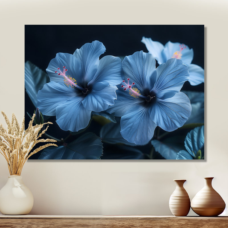 Décoration murale Goudy - Hibiscus, H 24 po x l 32 po x P 1 po, Toile tendue