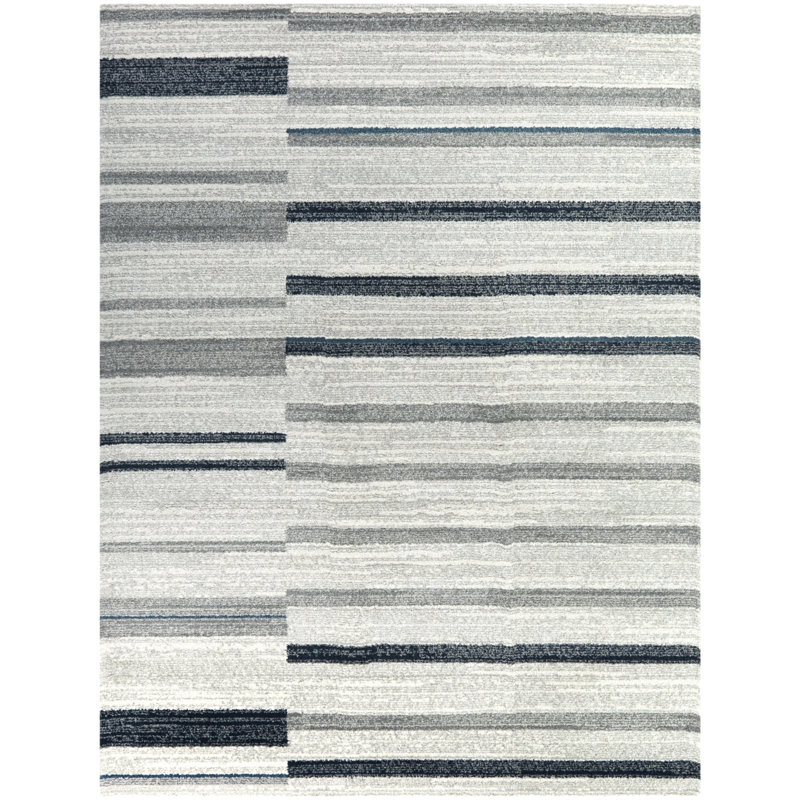 Tapis abstrait bleu marine, Rectangle 5 pi 3 po x 7 pi