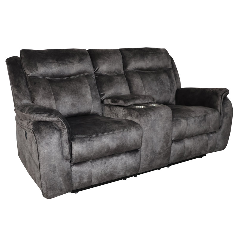 Lannion Upholstered Reclining Loveseat, Microfiber/Microsueden , Power - Push Button