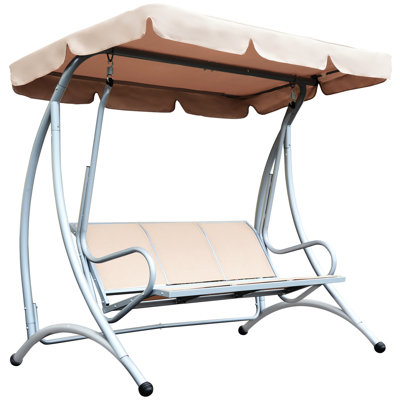 Balancelle d'extérieur robuste avec auvent réglable pour parasol - beige pour patio 3 parasols, jardin