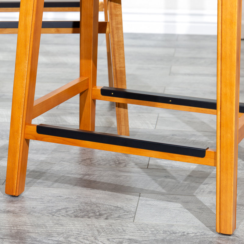 Tabouret de bar 30 po à finition naturelle avec siège en cuir reconstitué - élégant et pratique, Naturel