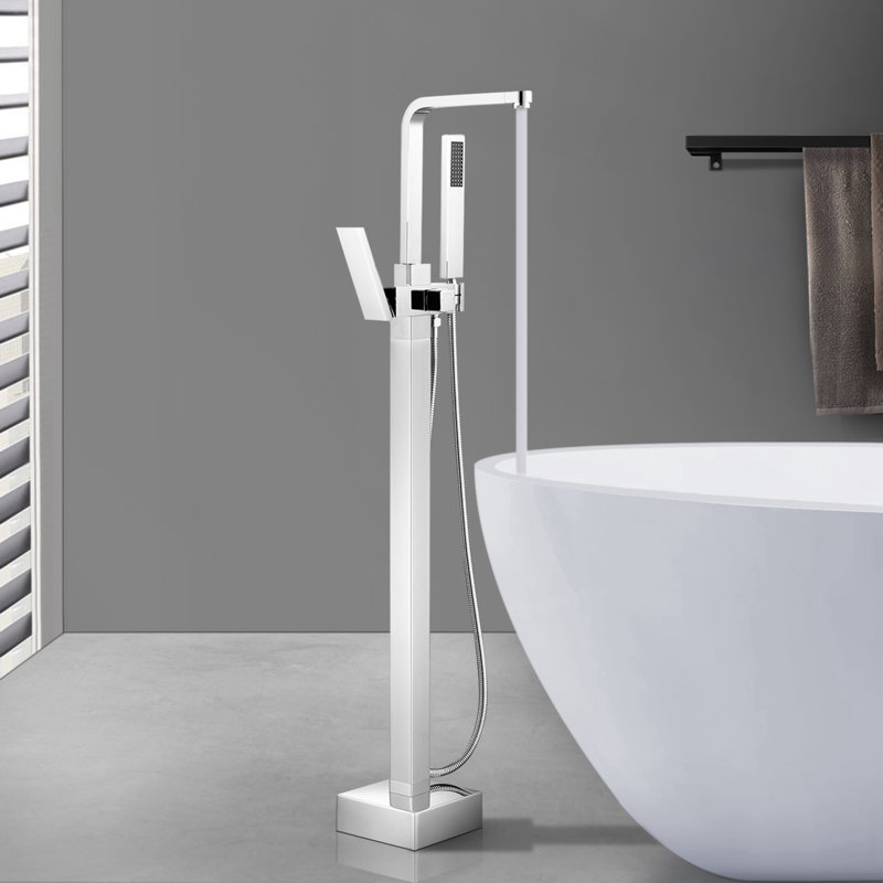 Robinet de baignoire monocommande à fixation au sol, Chrome