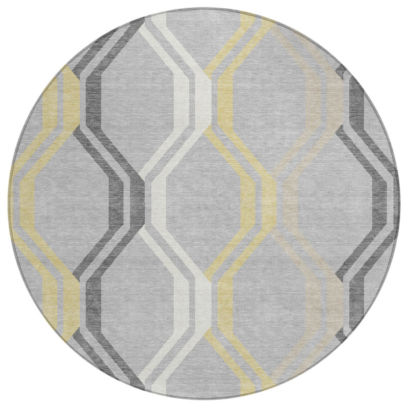 Machine Washable Indoor/Outdoor Chantille ACN2326 Mid-Century Modern Rug, Round 8'