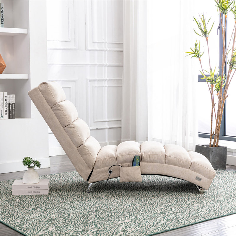 Élégante chaise longue de massage en lin avec télécommande, conception ergonomique pour une détente et un confort ultimes