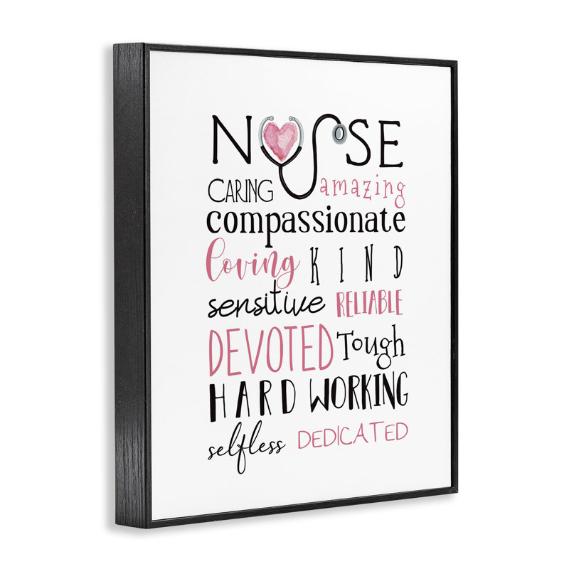 «Nurse Inspirational» par Elizabeth Tyndall - impression d'art textuel, H 20 po x l 16 po x 1,5 po