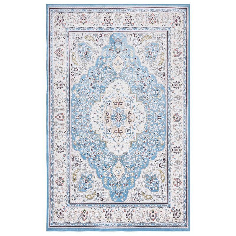 Tapis oriental turquoise / beige, Rectangle de 5 pi x 8 pi