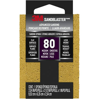 3M 2090880 334 X 212 80 Grit Sandblaster Advanced Sanding Sponge1PK
