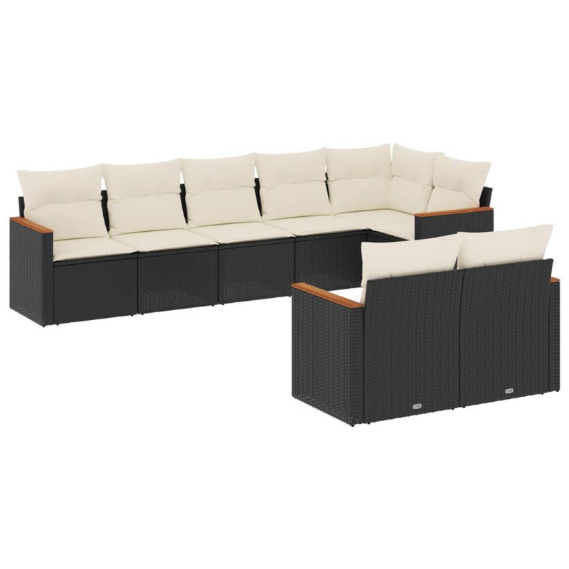 Ensemble de canapé de jardin en rotin de polyester Vidaxl, acier thermolaqué, bois d'acacia