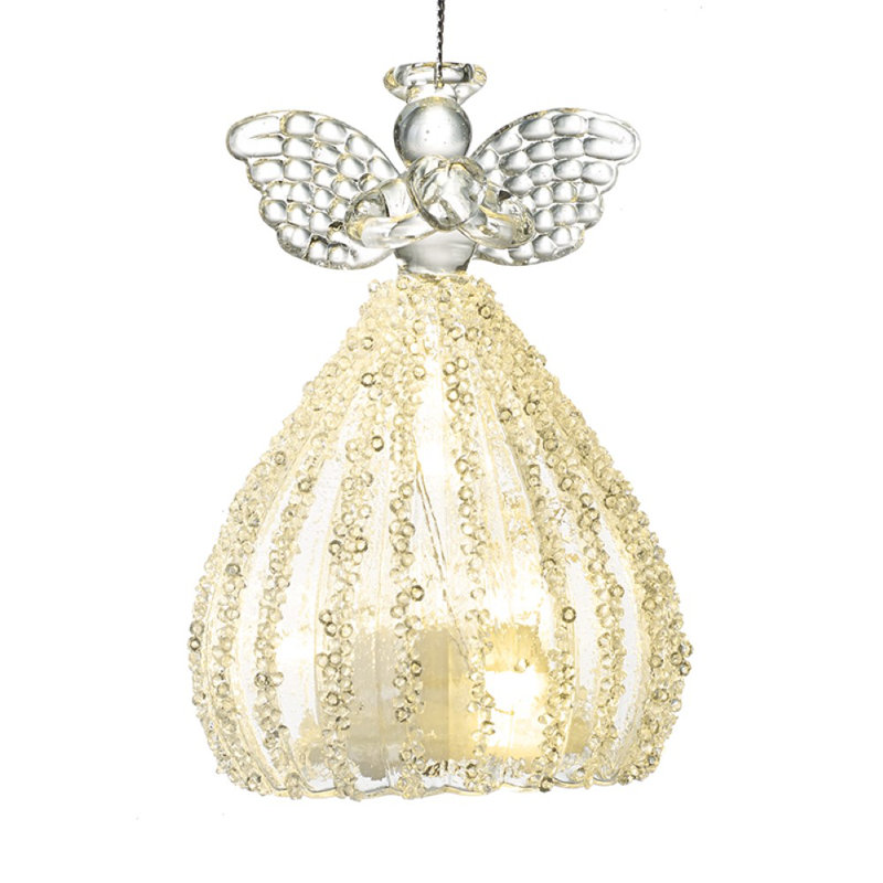 Glass Lighted Hanging Figurine Ornament, 10cm H x 6cm W x 6cm D