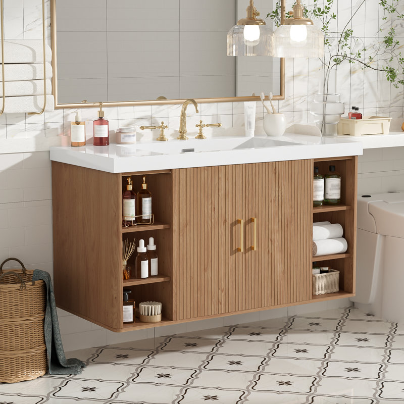 Ensemble de meuble-lavabo mural contemporain en bois aggloméré 42 po 19,69 x 23,5 po Contemporary