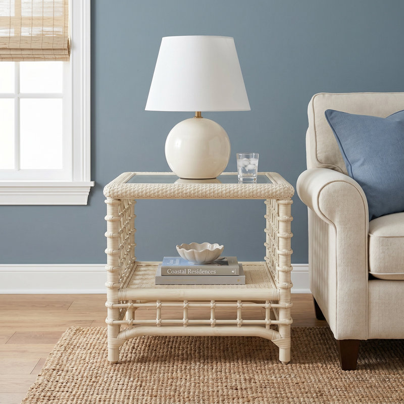 Luca End Table, Antique Frost White