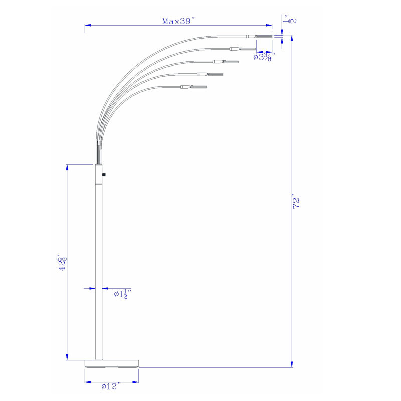 Gavrich 72'' LED Arched Floor Lamp, Brushed Steel