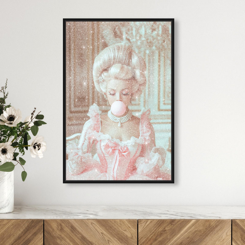 Oliver Gal Bubble Queen Glam - Diamond Dust Framed Canvas Art, Black, 24" H x 16" W