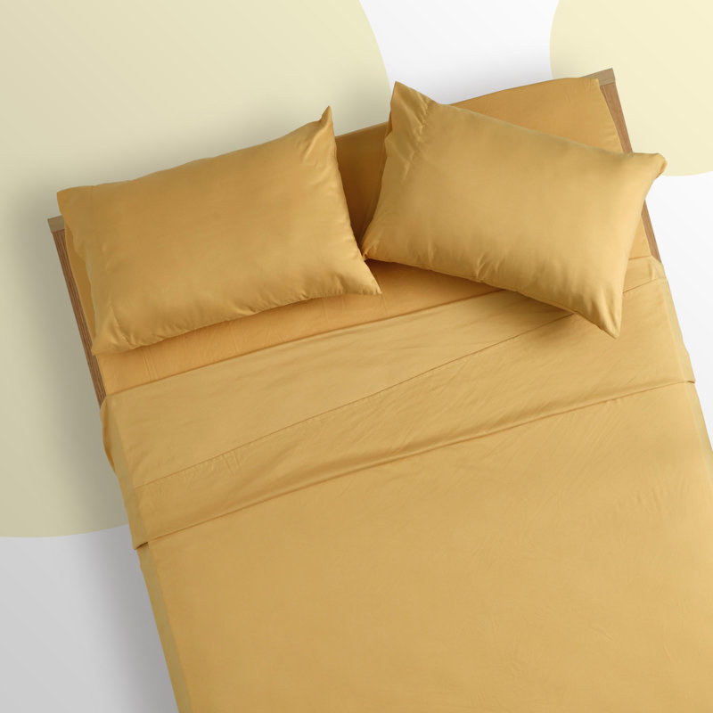 Ginger Yellow Microfiber Queen Kids Bed Sheet Set