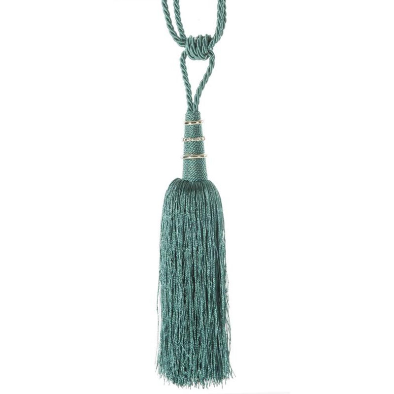 Reiban Fabric 10cm Curtain Tieback, Blue/Green