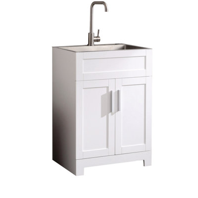 ESHOO 24 Inch LaundryCabinet With Faucet And Stainless Steel Sink With ...