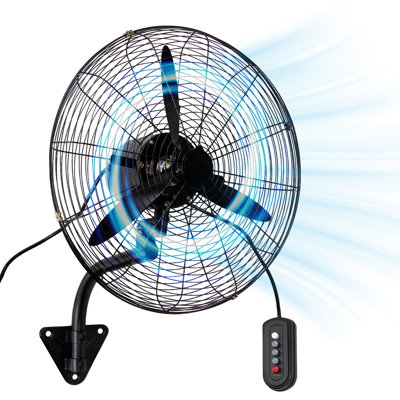 Ventilateur mural 20 po à grande vitesse, ventilateur industriel oscillant en métal à 3 vitesses pour garage, entrepôt et utilisation commerciale, noir