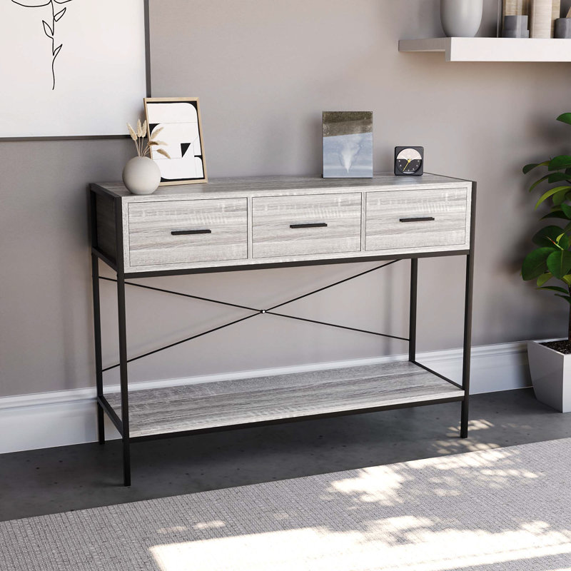 Sylvie 100Cm Console Table, Grey, Grey/Black