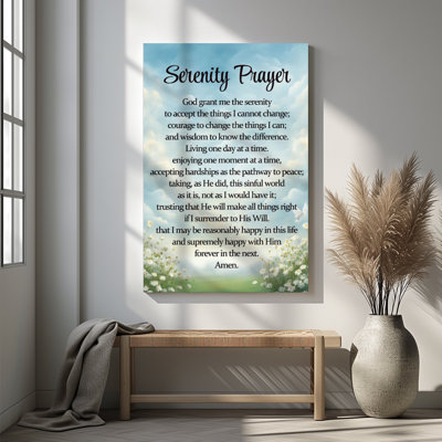 1pc Framed Canvas Wall Art Prints Poster, Serenity Prayer God Grant Me the Bible Verse Art Posters Canvas Print Painting for Living Room Bedroom Office Bathroom Dorm Home Decor, Ready To Hang